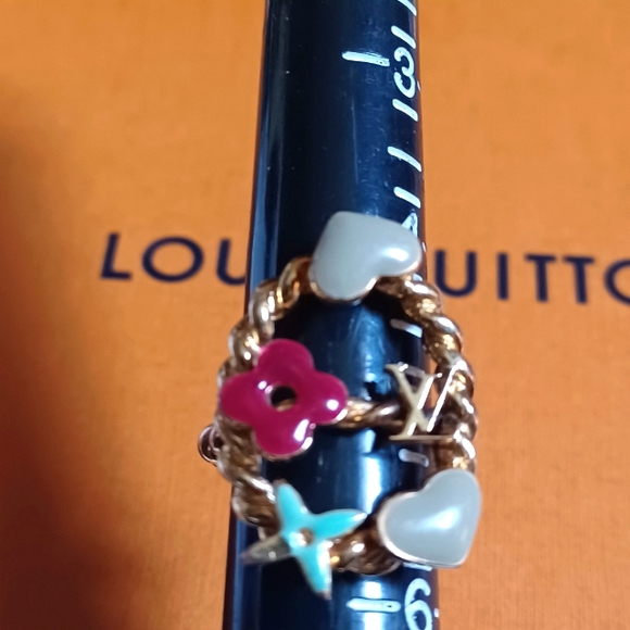 Louis Vuitton Logo Berg Sweet Monogram Gold-Tone Multicolor Ring Size 5 - Picture 8 of 10